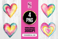 Watercolor Rainbow Heart Clipart Sublimation PNG Product Image 1