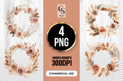 Neutral Rose Wreath Clipart PNG Product Image 1