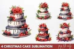 Christmas Cake Sublimation Clipart PNG Product Image 1