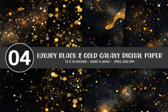 Luxury Black &amp; Gold Galaxy Digital Paper Product Image 1