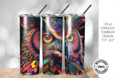 TUMBLER DESIGN BRIGHT COLOURED OWL - SUBLIMATION FILE Product Image 1