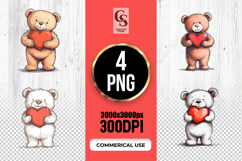 Cute Teddy Bear Holding Heart Illustrations Clipart Sublimat Product Image 1