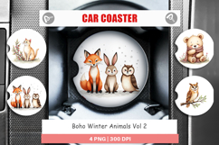 Boho Winter Animals Car Coaster Product Image 1