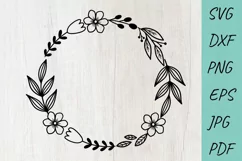 Flowers SVG. Flower Wreath svg, Floral svg, Monogram Wreath Product Image 1