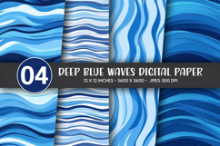 Deep Blue Waves Digital Paper Product Image 1