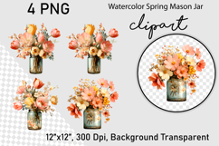 Watercolor Spring Mason Jar Clipart Product Image 1
