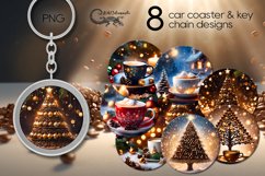 Christmas Coffee| Car coaster &amp; key chain Christmas designs Product Image 1