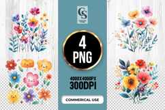 Watercolor Flower Sublimation Clipart PNG Product Image 1