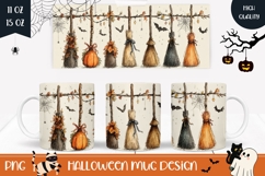 Cartoon Halloween Mug PNG, Witch Broom Mug Wrap Design Product Image 1