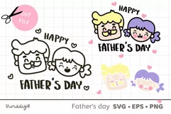 Happy fathers day svg, best dad kawaii clipart svg cricut Product Image 1