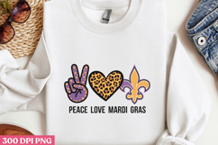 PEACE LOVE MARDI GRAS PNG, Mardi Gras Sublimation PNG Product Image 2