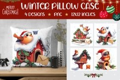Christmas Bird Pillowcase, Winter Pillow Case Sublimation Product Image 1