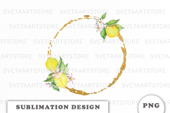 Watercolor Lemons Gold Frame png Product Image 1