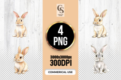 Watercolor Cute Bunny Rabbit Clipart Sublimation PNG Product Image 1