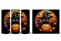 Cute Black Cat Tumbler Wrap. Cute Halloween Tumbler Design Product Image 2