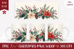 Floral Christmas Mug Template, Watercolor Poinsettia Mug PNG Product Image 1