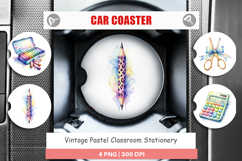 Vintage Pastel Classroom Car Coaster Product Image 1