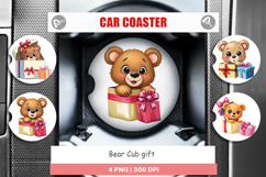 Car Coaster Bear Cub Gift Product Image 1