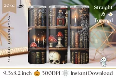Black Cat Tumbler Wrap Design, Skull Tumbler Sublimation PNG Product Image 1