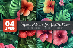 Tropical Hibiscus Leaf Digital Paper Product Image 1