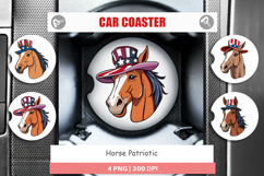 Car Coaster Horse Patriotic Product Image 1