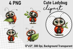 Cute Ladybug Clipart PNG, Clipart PNG Product Image 1
