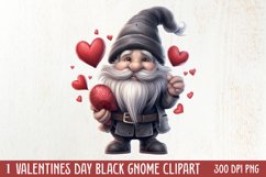 Black Gnome Valentines Day Clipart, Valentines Clipart Product Image 2