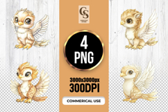 Golden Baby Griffin Watercolor Clipart PNG Product Image 1