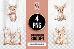 Cute Baby Deer Watercolor Clipart Sublimation PNG Product Image 1