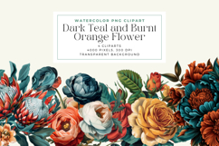 Dark Teal and Burnt Orange Wedding Flowers Clipart Product Image 1
