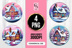 Cozy Winter Snow Cottage Clipart Sublimation PNG Product Image 1