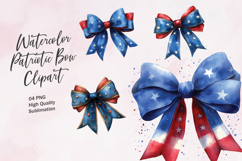 Watercolor Patriotic Bow Clipart Product Image 1