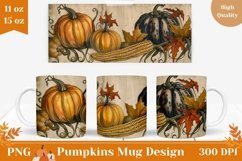 Autumn Mug Wrap Design, Harvest Pumpkin Mug Template Product Image 1