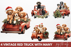 Vintage Red Truck With Many Clipart Product Image 1