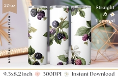 Blackberry Tumbler Wrap Design, Floral Tumbler Template Product Image 1