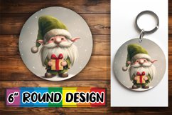Christmas Gnome Watercolor Keychain Round Design Product Image 1