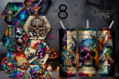 Music &amp; Skulls | 8 Skinny tumbler sublimation designs Product Image 1
