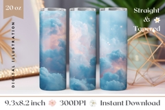 Glitter Sky Tumbler Wrap, Blue Tumbler Sublimation Product Image 1