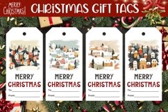 Cartoon Village Gift Tags, Winter Gift Tag Printable Product Image 1