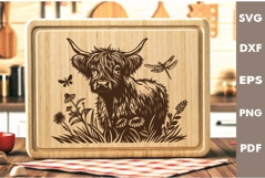 Highland cow Design, Cutting board SVG, Laser cut, Cricut Product Image 1