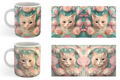 3D Cat and Flowers Mug Wrap | Sublimation Coffee Cup Product Image 4