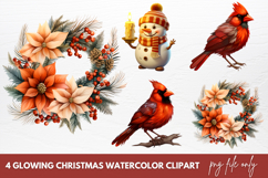 Glowing Christmas Watercolor Clipart Product Image 1