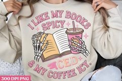 I like my books spice &amp; my coffee icy PNG, Iced Coffee Subli Product Image 1