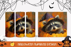 Art Halloween Tumbler Template, Halloween Raccoon Tumbler Product Image 1