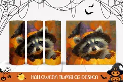Art Halloween Tumbler Template, Halloween Raccoon Tumbler Product Image 1