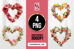 Floral Heart Wreath Clipart PNG Product Image 1