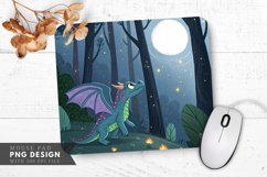 Vibrant Dragon in a Moonlit Forest Mouse Pad PNG Design Product Image 1