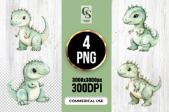 Cute Baby Dinosaur Spiked Watercolor Clipart Sublimation PNG Product Image 1