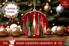 Red Christmas Ornament Design, Winter Round Ornament Product Image 1