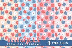 American 4th July Patriotic Flowers Seamless Pattern Bundle Product Image 1